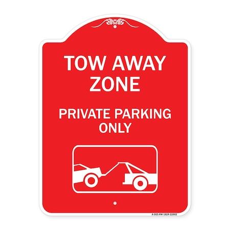 Signmission Tow Away Zone Private Parking With Car TowingHeavy-Gauge Aluminum Sign, 18" x 24", RW-1824-22802 A-DES-RW-1824-22802